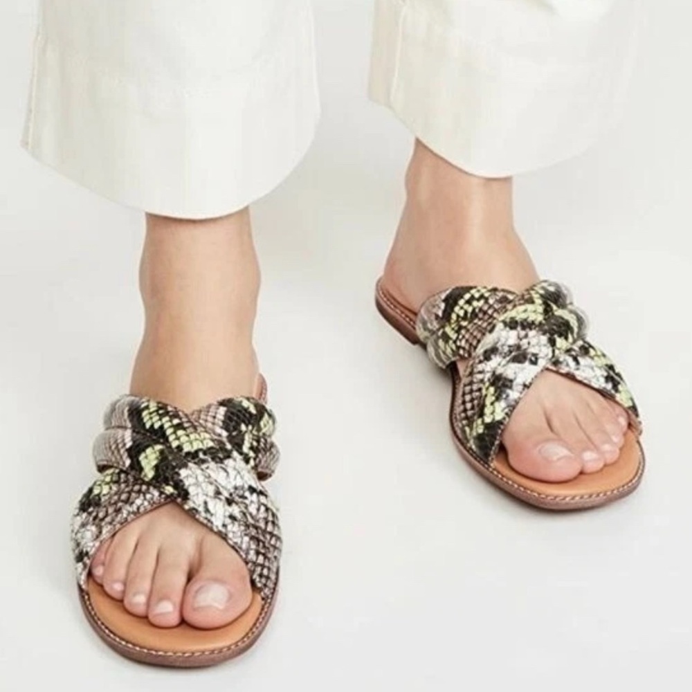 Madewell Skyler Slide Sandal in Snake Embossed Leather